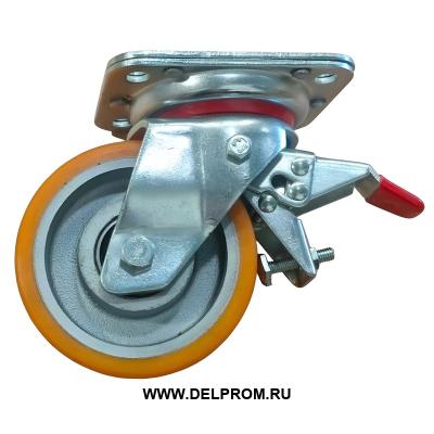VBP 100 Sb - Сверхбольшегрузное полиуретановое колесо 100 мм г/п 350 кг (повор., площ., торм. шарикопод)