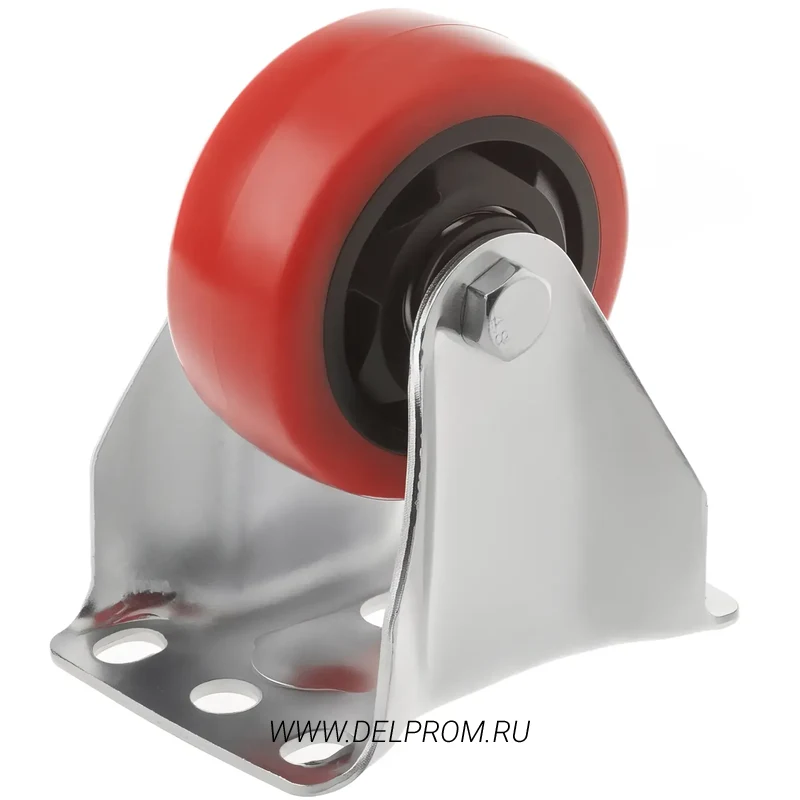 33075F - Красное колесо из термопластичного эластомера 75 мм (неповор.площ, двойн. шарикоподш.)