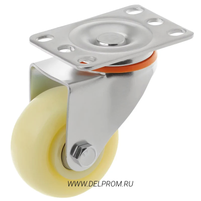 32075S - Полипропиленовое белое колесо 75 мм (повор.площ, двойн. шарикоподш.)