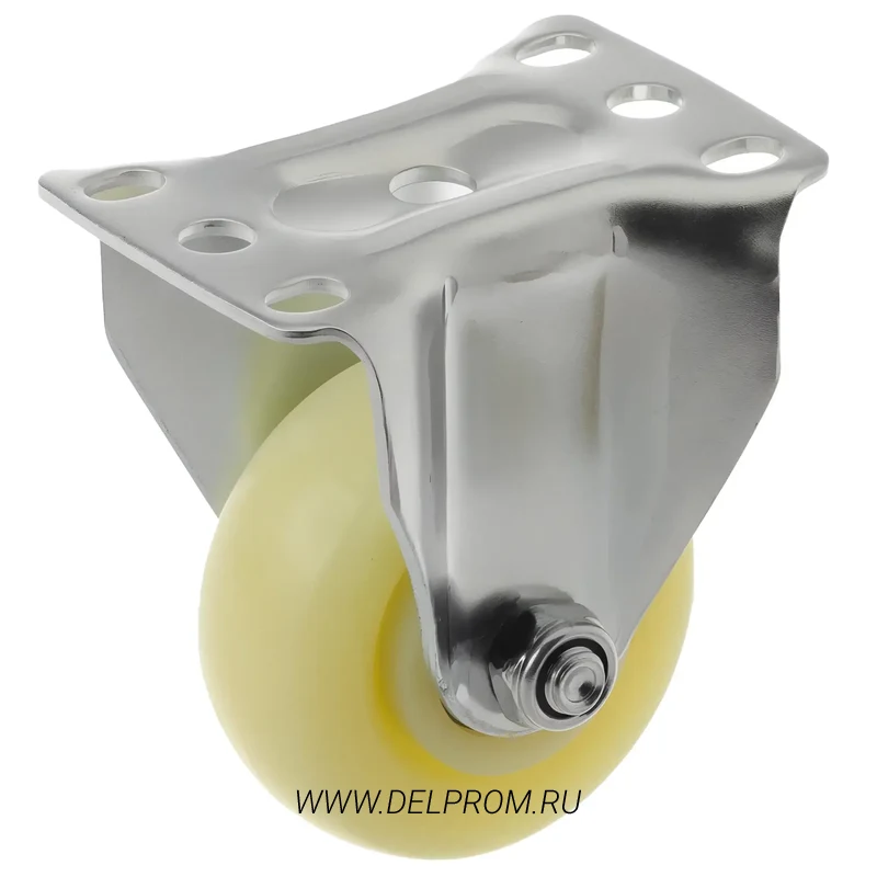 32075F - Полипропиленовое белое колесо 75 мм (неповор.площ, двойн. шарикоподш.)