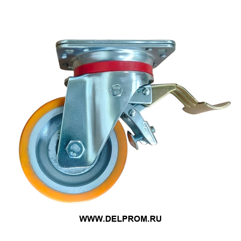 VBP 125 Sb - Сверхбольшегрузное полиуретановое колесо 125 мм г/п 400 кг (повор., площ., торм. шарикопод)